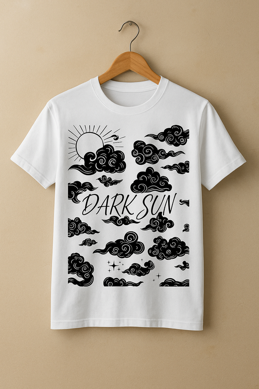 "Dark Sun" – Vintage Black Cloud & Sun Graphic Tee