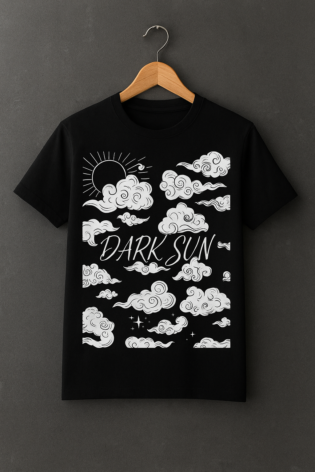 "Dark Sun" – Vintage Black Cloud & Sun Graphic Tee