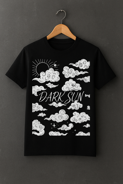 "Dark Sun" – Vintage Black Cloud & Sun Graphic Tee